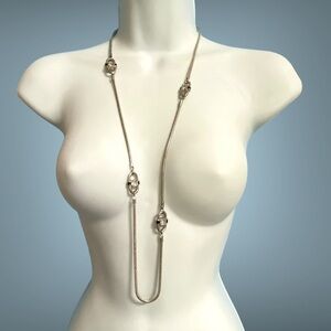 JLO JENNIFER LOPEZ Snake Chain Rhinestone Stations Necklace